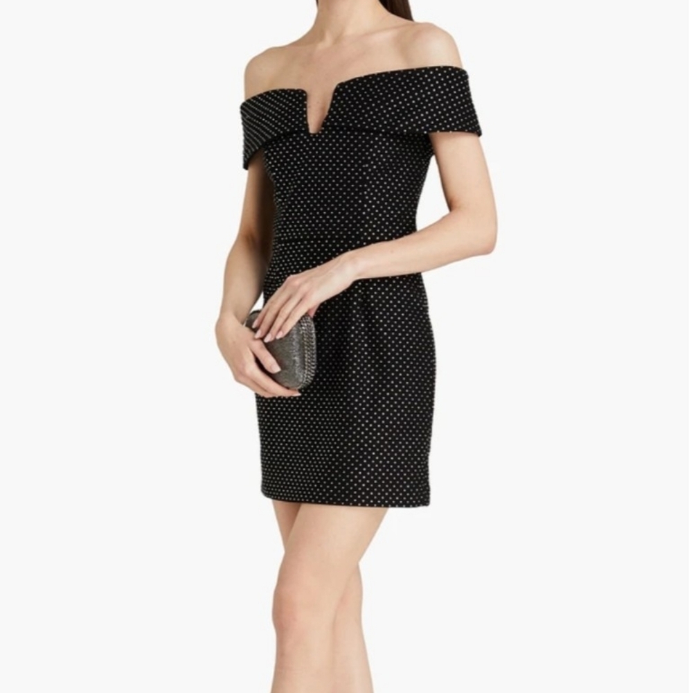 Rebecca Vallance Black Polka Dot Mini Dress